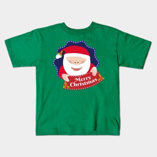 Merry Christmas Santa Claus blue Kids T-Shirt